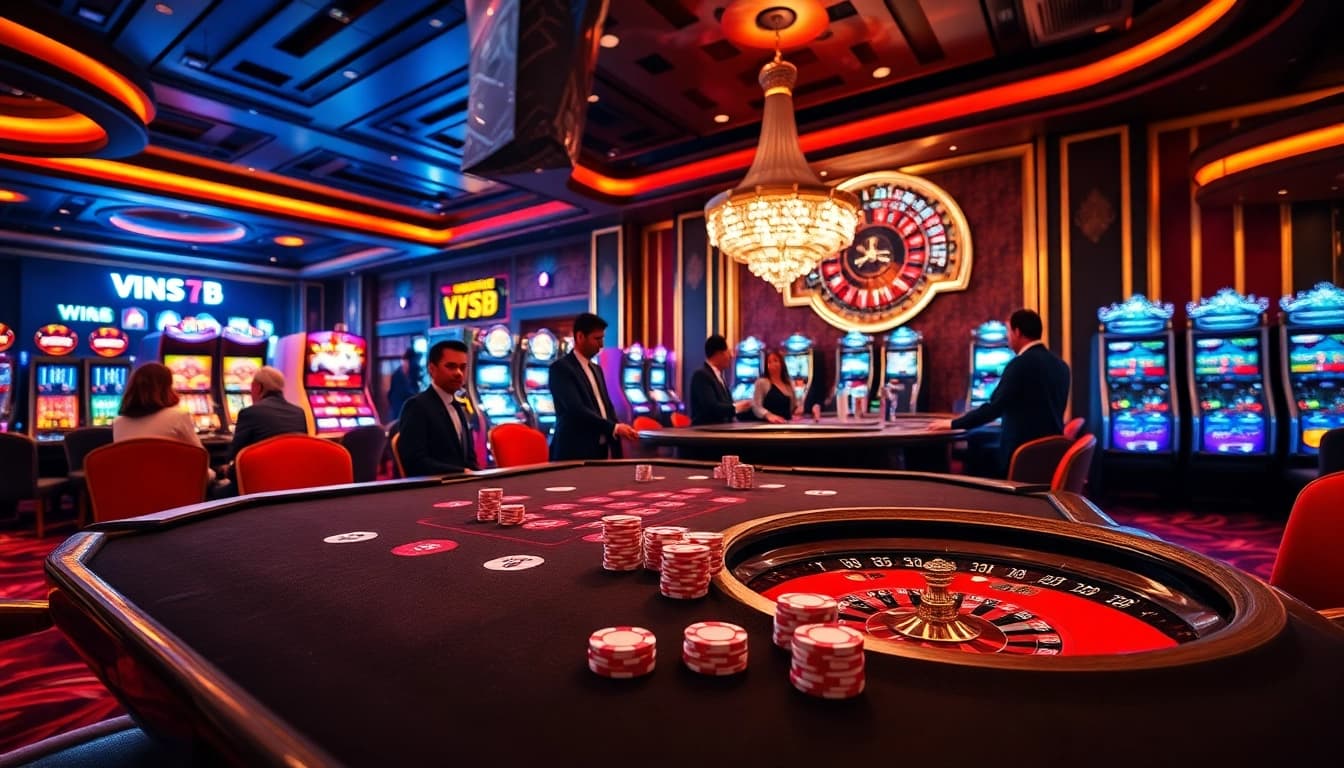 Experience exhilarating gameplay at V7SB's upscale casino with vibrant poker action.