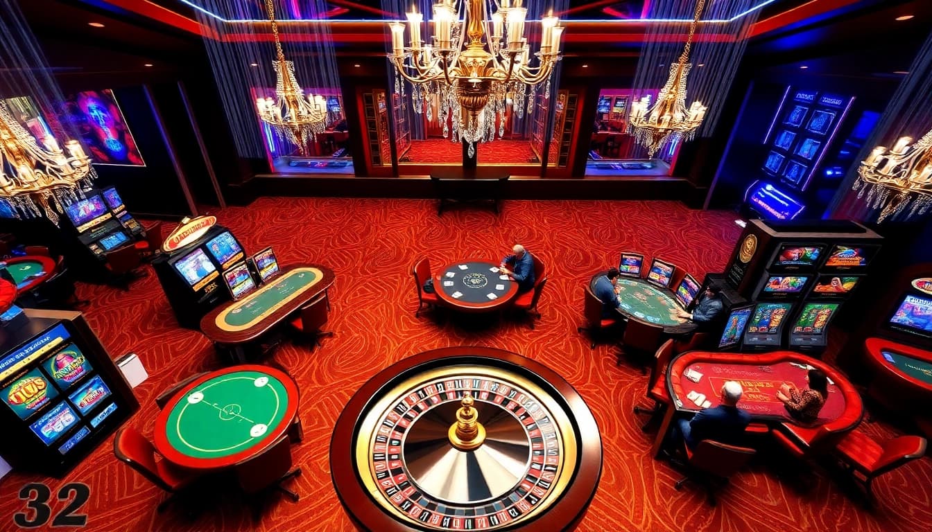 Experience thrilling gaming at B52Club with vibrant tables and luxury atmosphere.