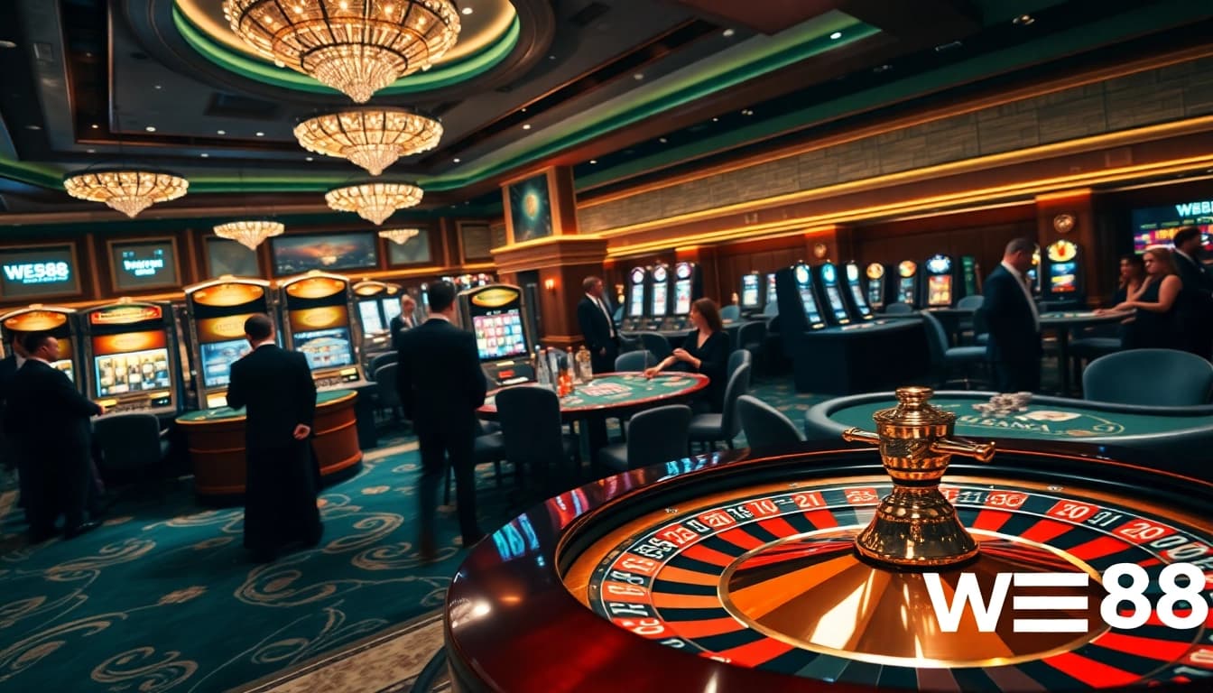 Experience the thrill of winning at WE88 casino, featuring elegant tables and vibrant gaming.