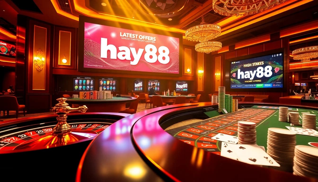 Players enjoying a vibrant casino environment featuring Hay88 with roulette and cards.