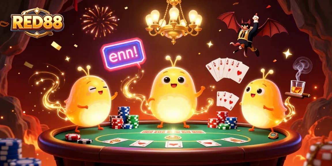 Experience the excitement of RED88's dazzling cave casino showcasing glowing characters!