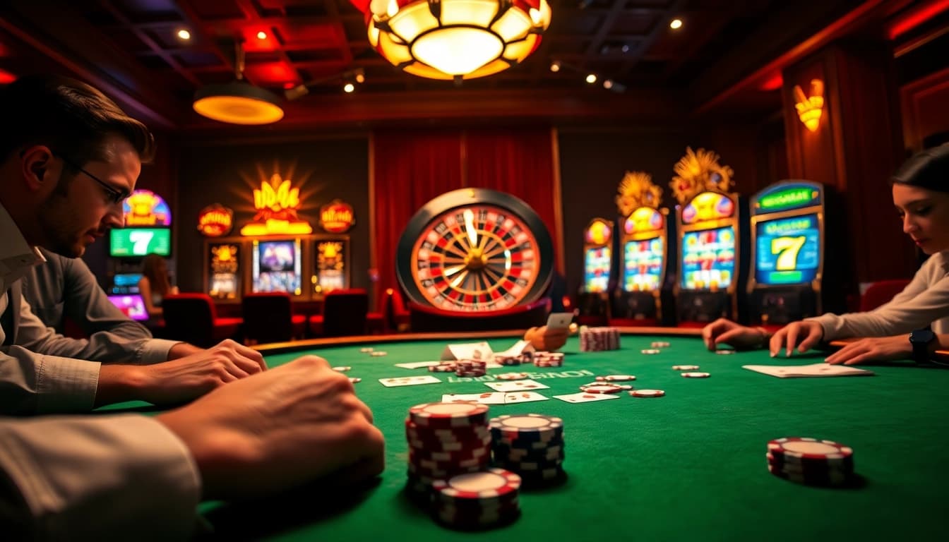 Experience thrilling gaming action at QH88's vibrant casino with poker, roulette, and slots.