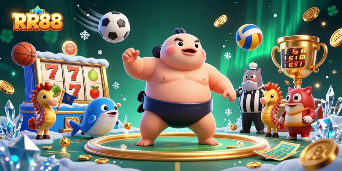 Engage with RR88 online gaming thrills under the sea featuring a cartoon blowfish boxing match.