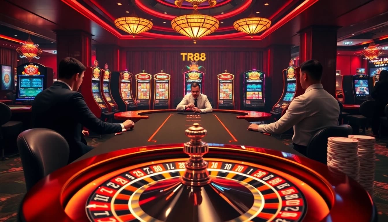 Experience the thrill of TR88 gaming with vibrant casino visuals showcasing excitement and luxury.