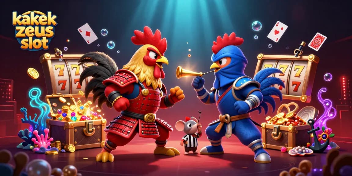 Engage with kakek zeus slot in a vivid duel of cartoon characters featuring action-packed elements of a thrilling casino.