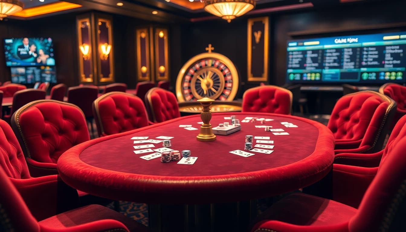 Experience the thrill of the s666 casino with vibrant poker chips and cards on an elegant table.