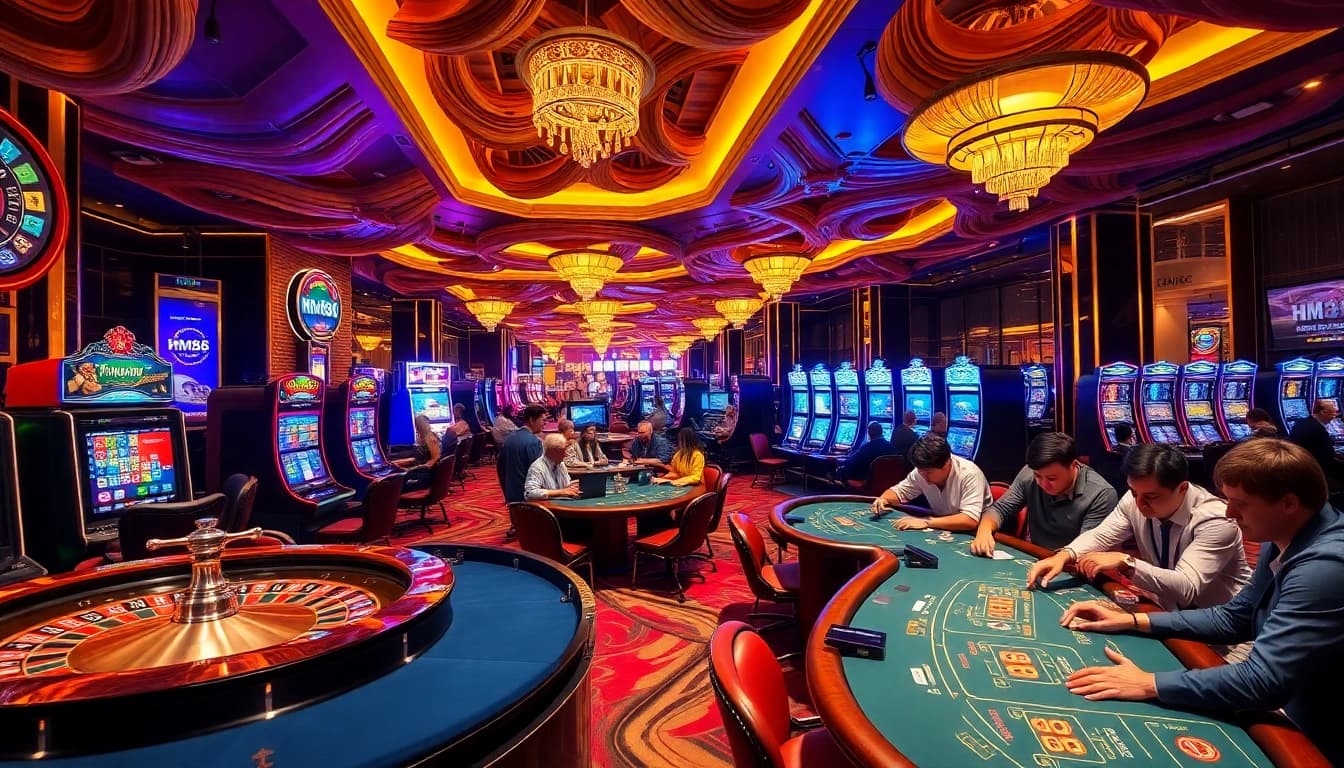 Experience the excitement of HM88 in a vibrant casino setting with lively games and enthusiastic players.