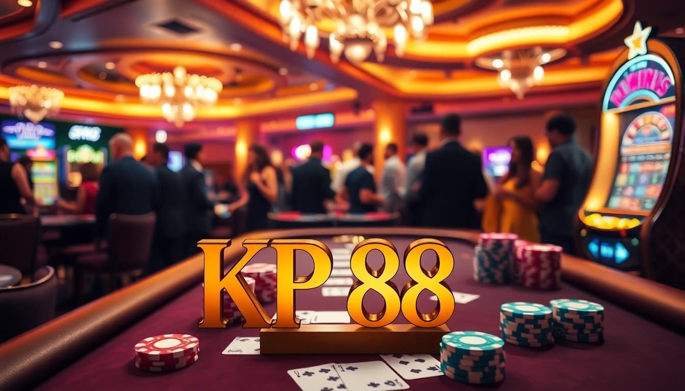 Engaging gamblers at the KP 88 poker table with vibrant chips and cards.
