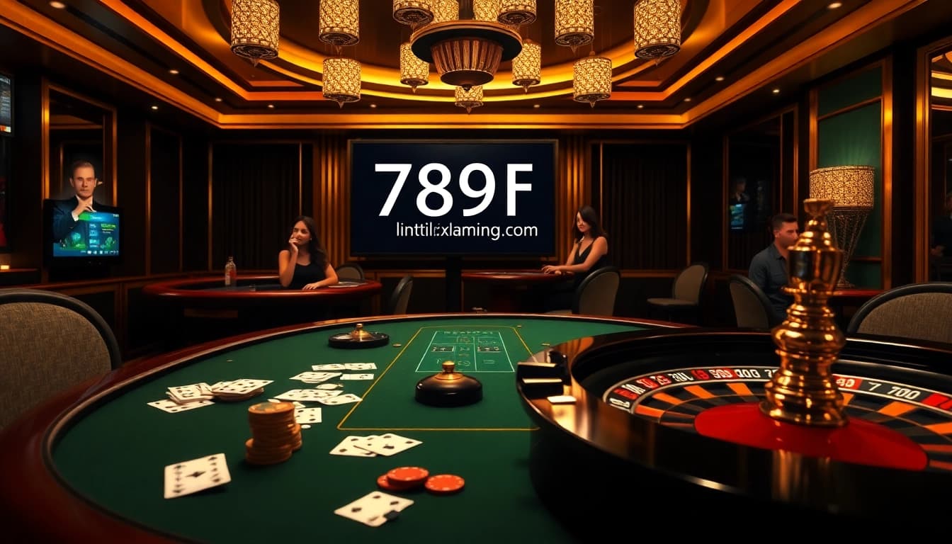 A captivating gambling scene showcasing casino elements and the 789f link for online gaming excitement.