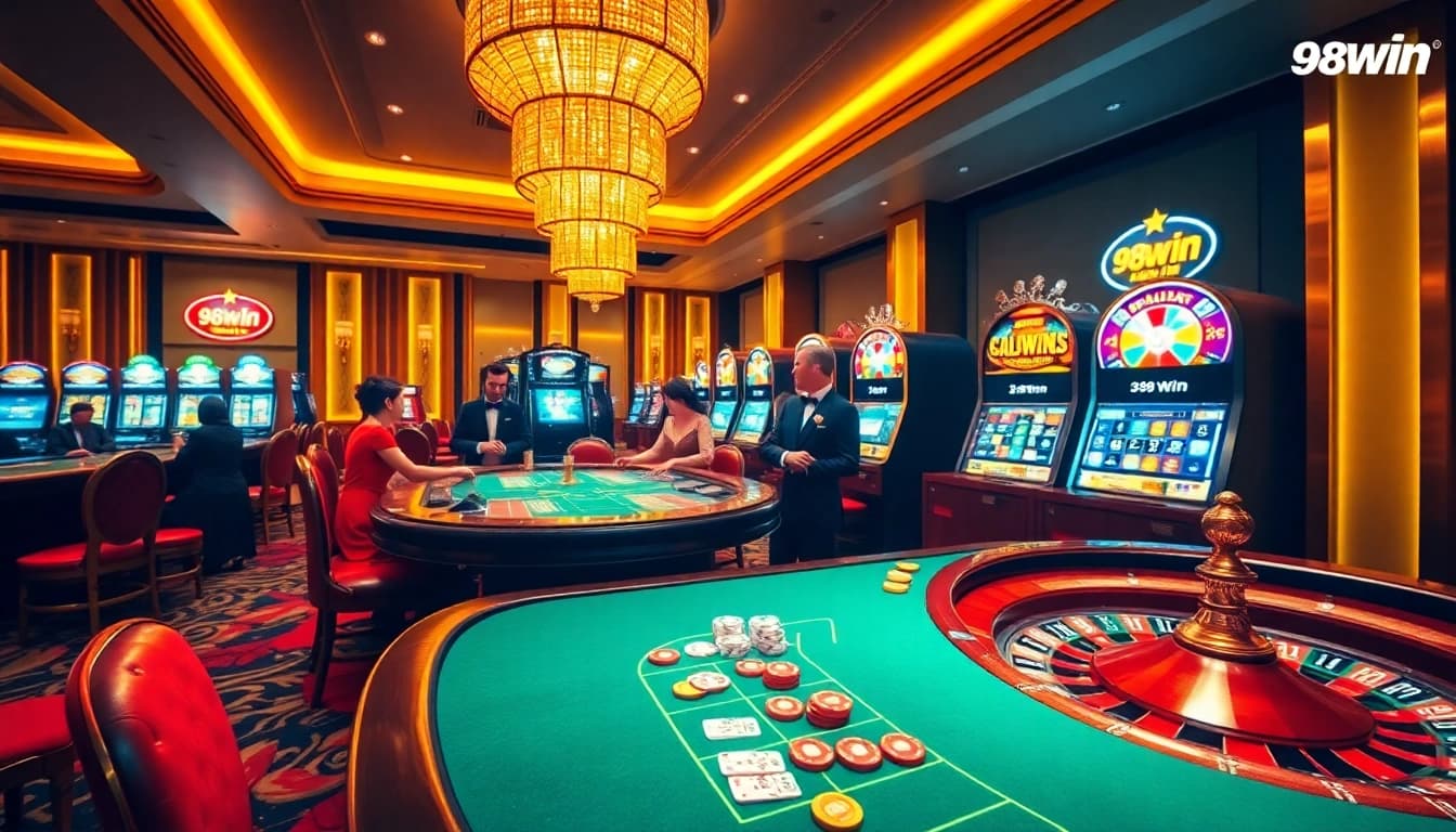 Engage in thrilling gambling at 98win's luxurious casino with poker and slot games.