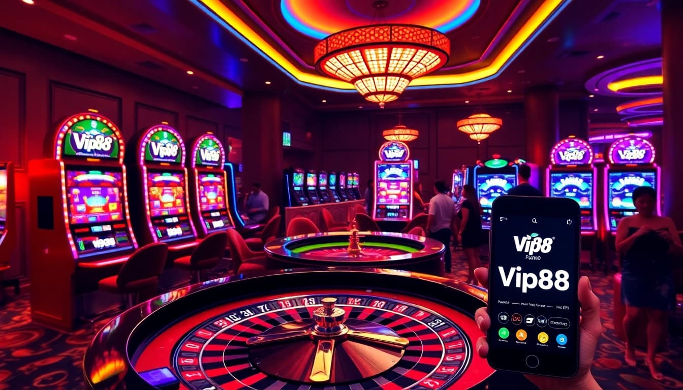 Experience thrilling gameplay at Vip88's luxurious casino atmosphere.