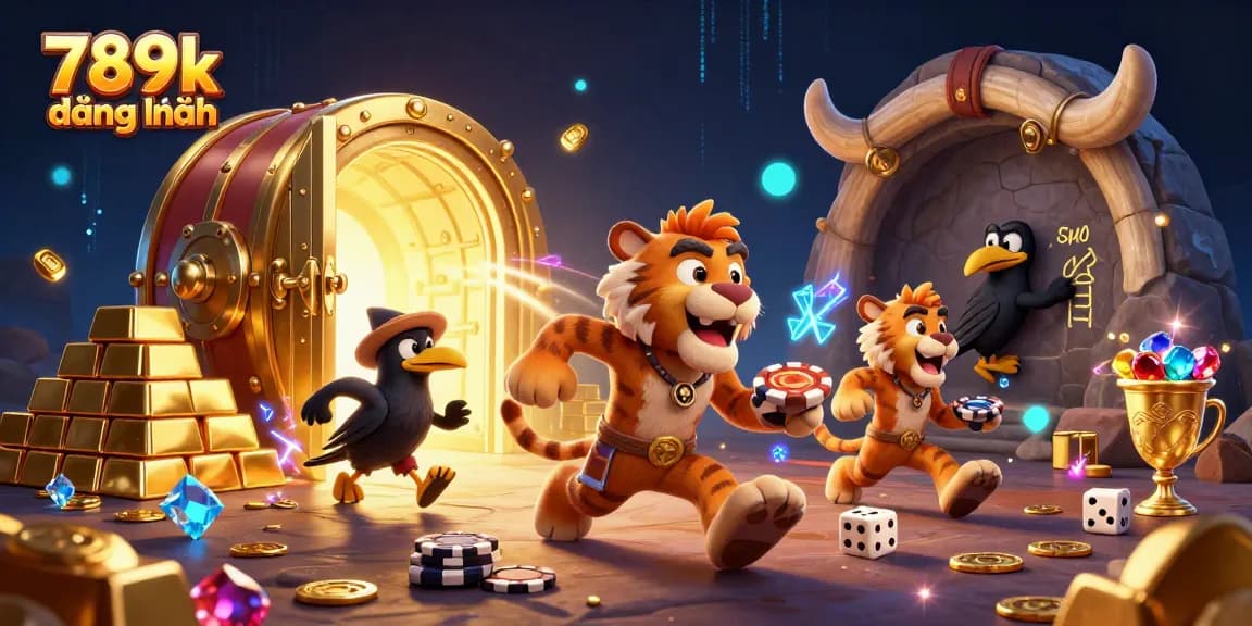 Play thrilling games at 789k đăng nhập featuring an exciting casino scene with colorful elements and characters.
