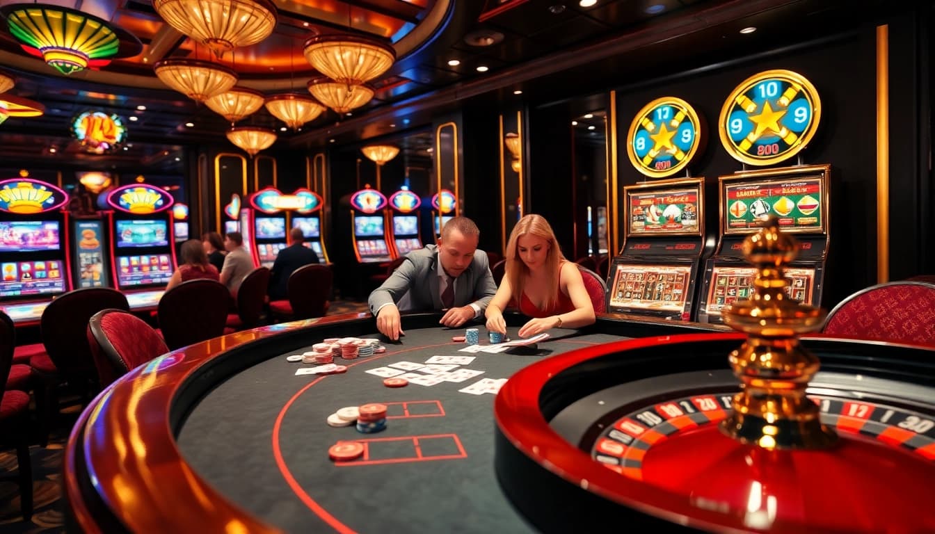 Experience the thrill of LUCK8 at a vibrant poker table with colorful chips and cards.