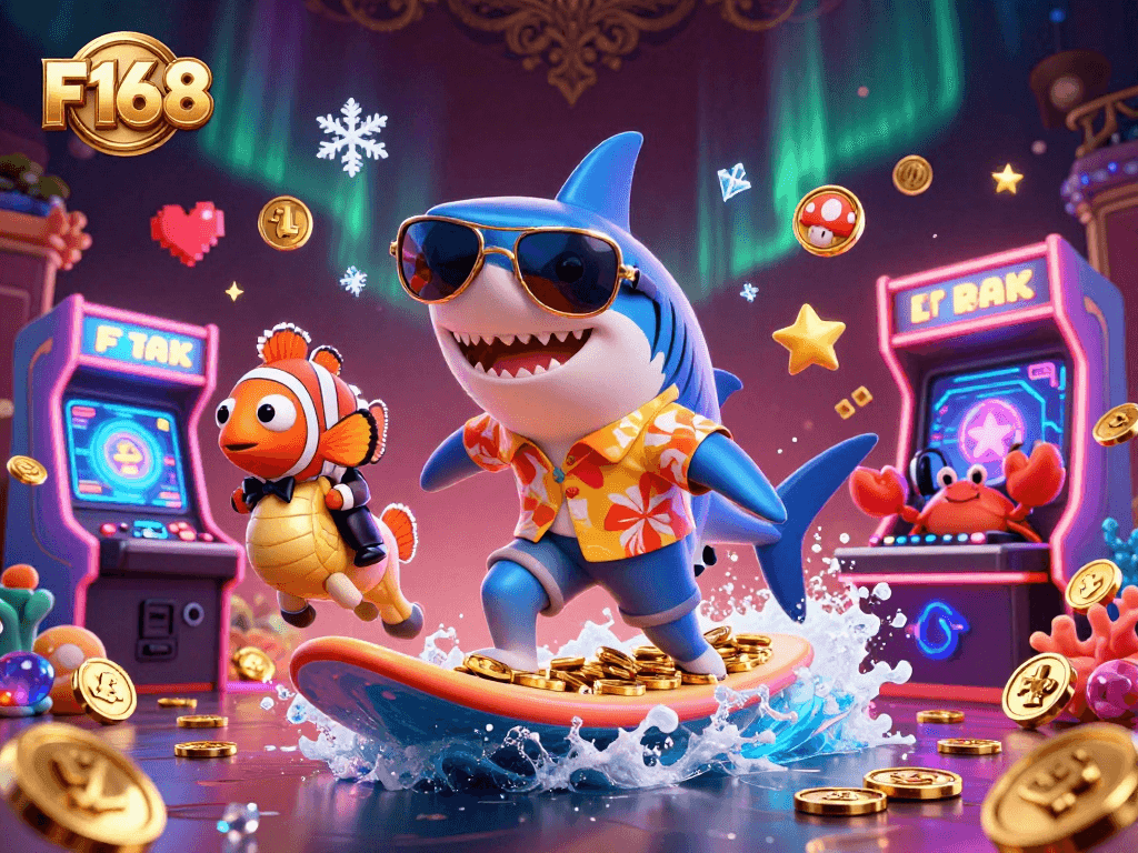 F168 showcases a thrilling online casino scene with vibrant characters and exciting gaming elements in action.