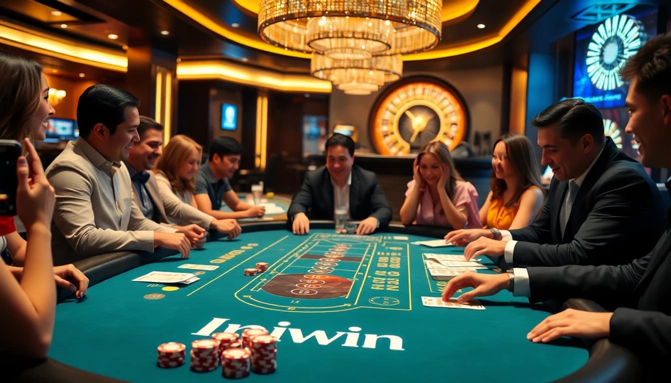 Iwin-themed casino scene featuring vibrant poker game action.