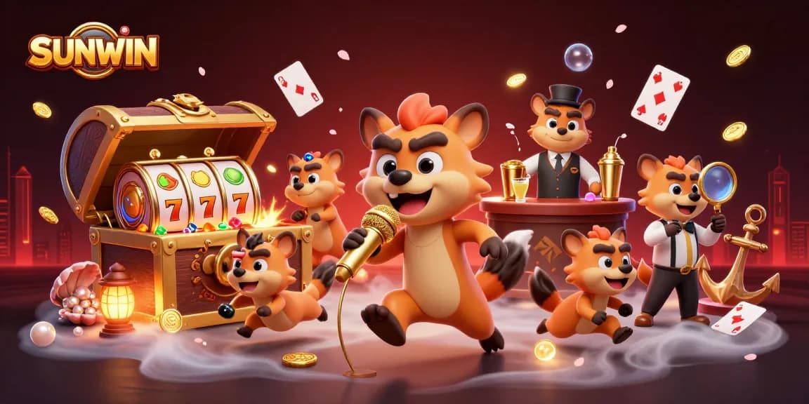 SUNWIN brings laughter with hyenas running a vibrant casino, spotlighting fun and excitement.