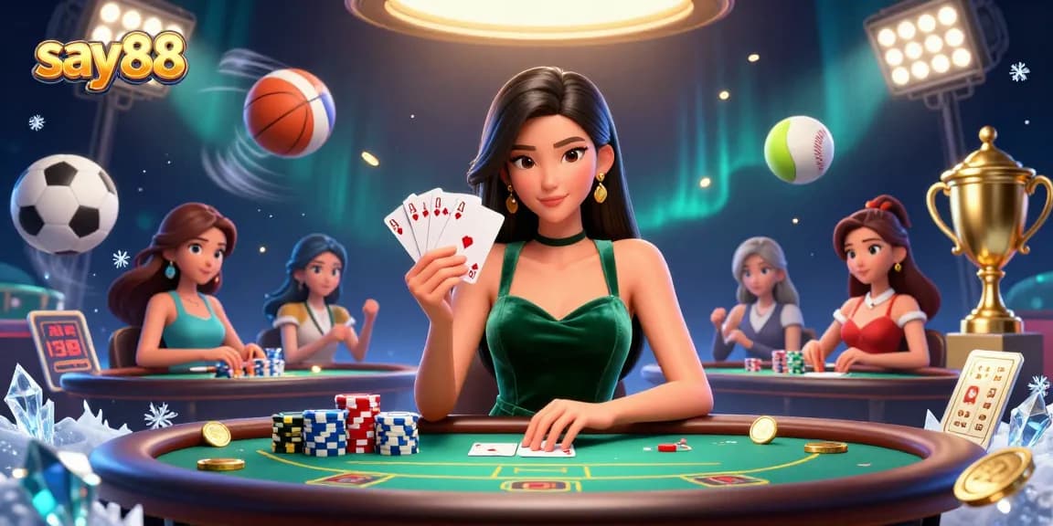 Engage in thrilling gameplay at say88 with a stunning poker scene showcasing strategy and excitement.