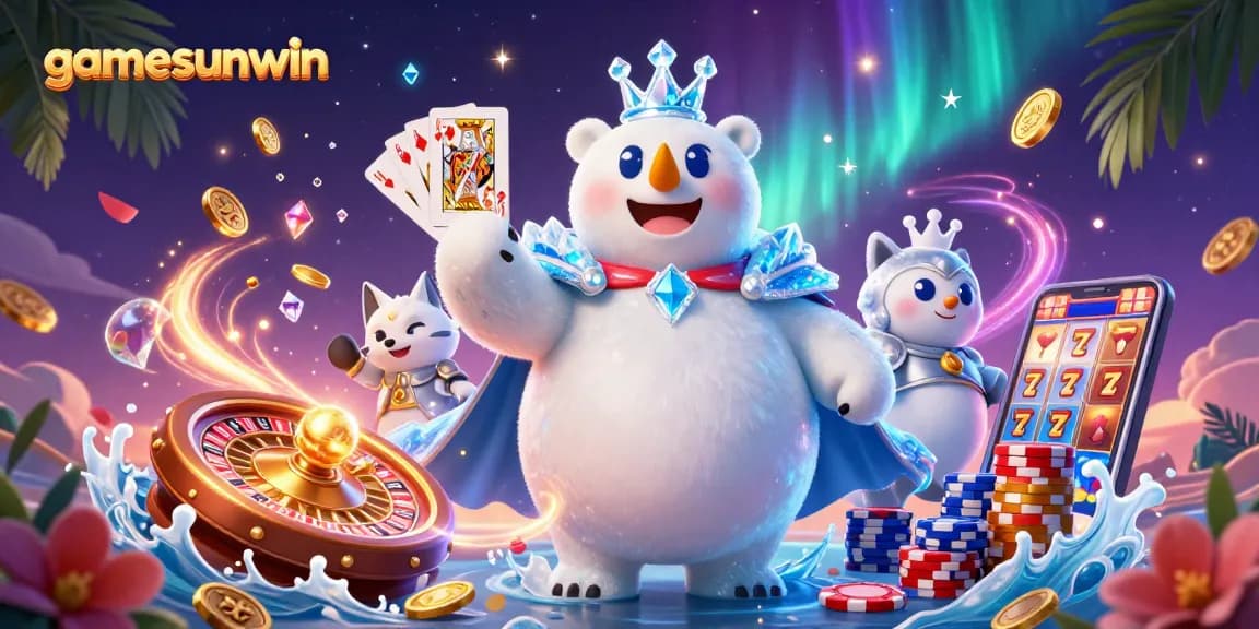 Experience thrilling gameplay at gamesunwin with the ice king bear and dazzling casino elements.