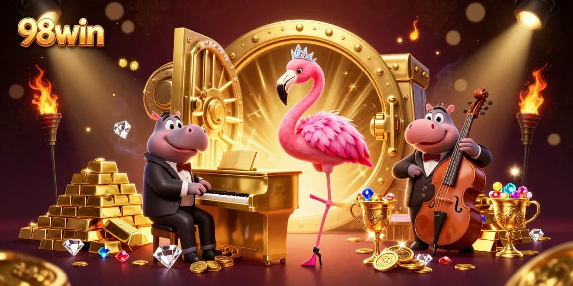 Experience thrilling gameplay with 98win's captivating casino scenario featuring vibrant characters and dynamic elements.