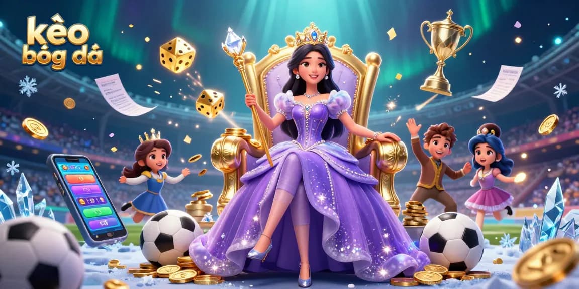 Engage with kèo bóng đá in a vibrant sports betting scene featuring a royal figure amidst dynamic betting elements.