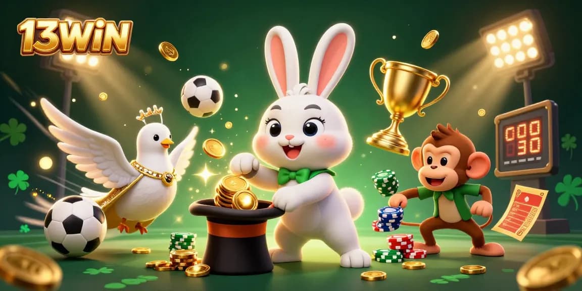 Experience thrilling wins with 13WIN's dynamic casino gameplay, featuring exciting characters and vibrant sports elements.