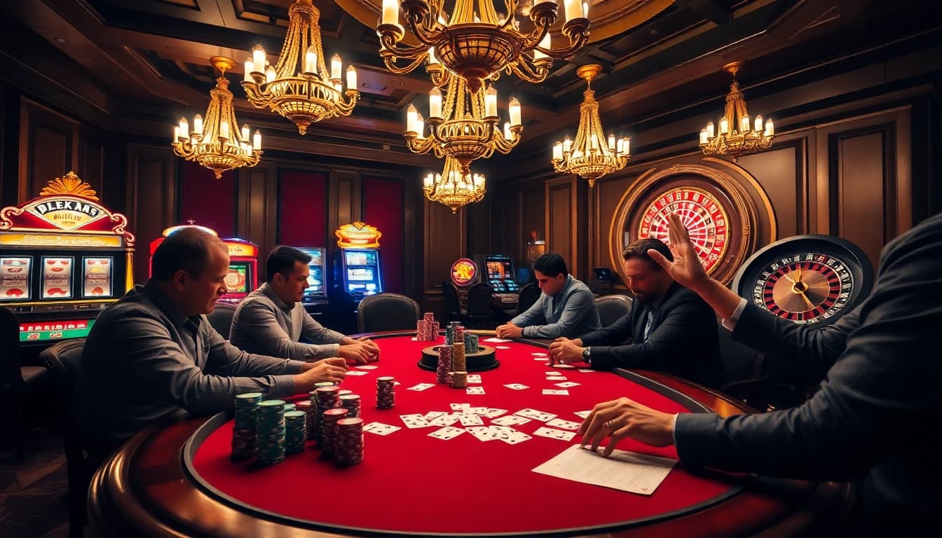 Engaging poker players and vibrant casino elements symbolize Hello88's thrilling gaming experience.