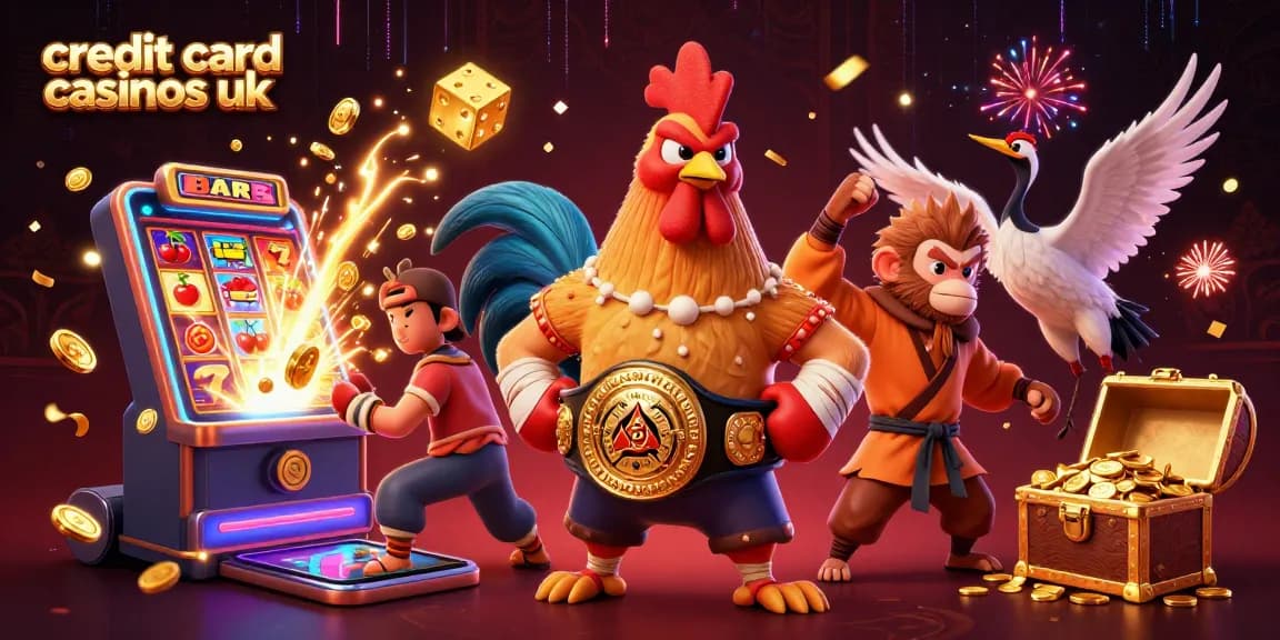 Spin the reels at credit card casinos UK with vibrant characters and exciting casino elements.