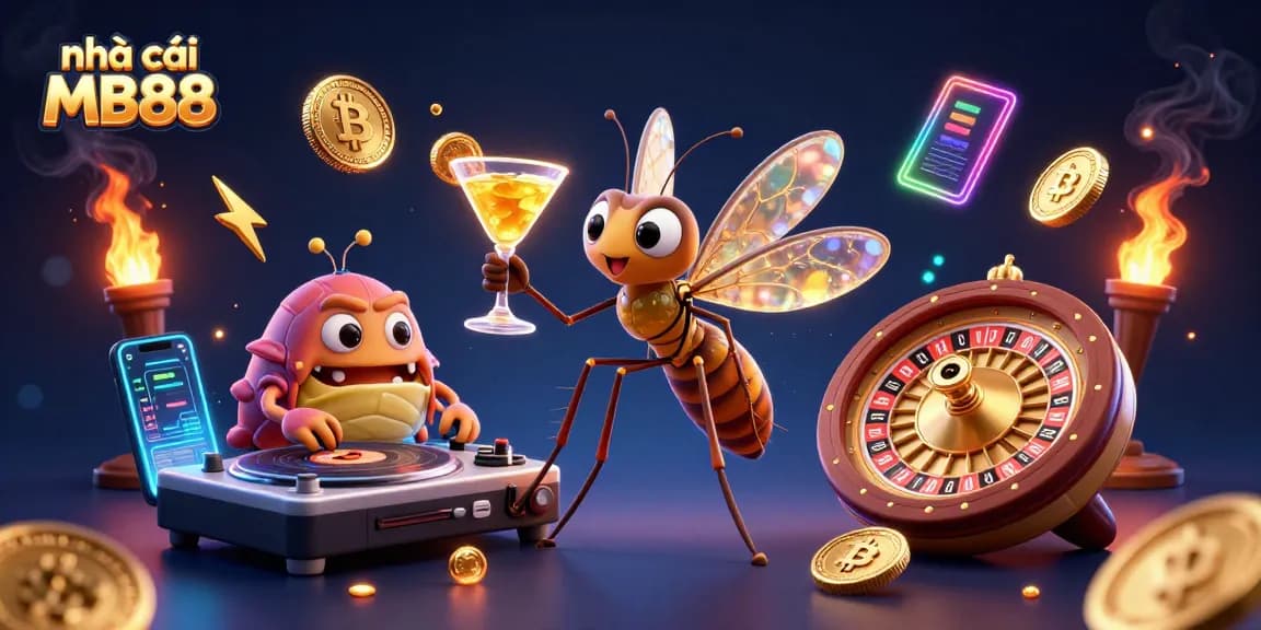 Experience high-energy gaming at nhà cái MB88 with vibrant 3D casino elements showcasing the excitement of online gambling.