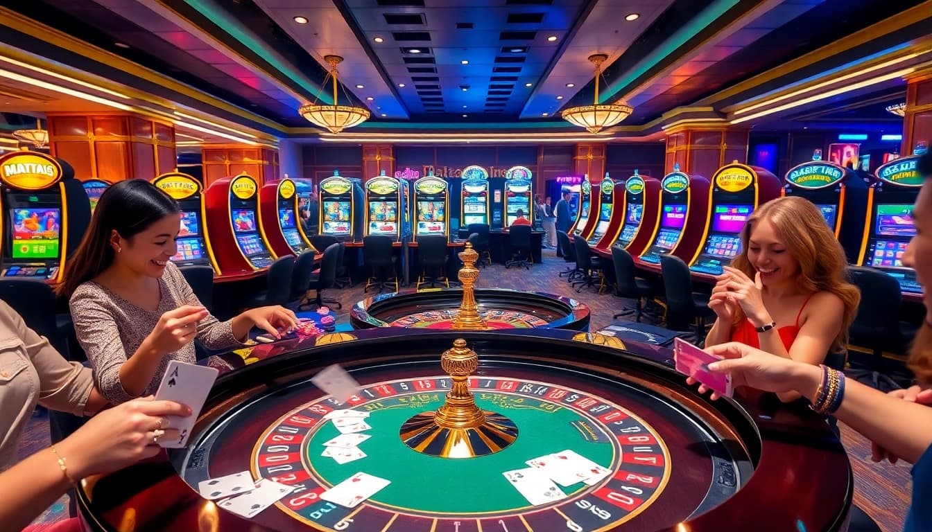 Players placing bets on a roulette table at https://net88.wtf/, surrounded by colorful casino chips and slot machines.