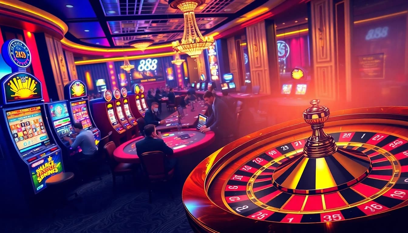 Experience the excitement of Jun88 with professional gaming tables showcasing thrilling casino action.