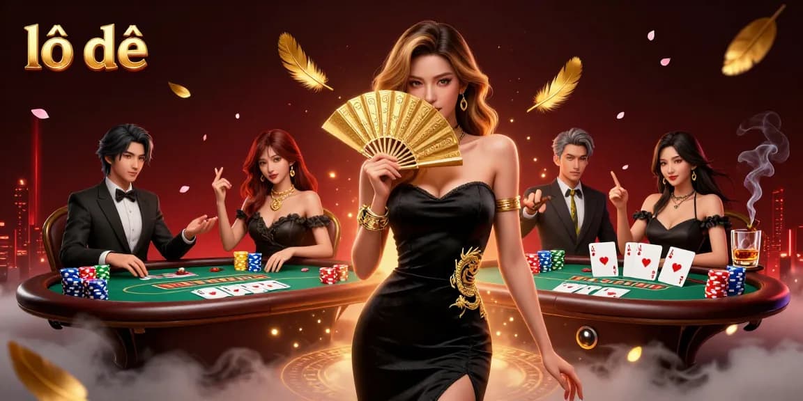 Play lô đề effortlessly with a captivating Asian dealer guiding you in a vibrant casino setting.