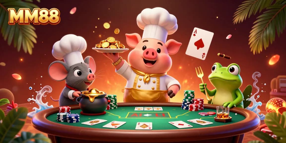 Experience the thrill of MM88 with vibrant characters and dynamic poker gaming elements.