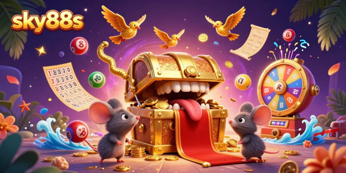 Experience thrilling fun with sky88s as lucky colors and golden games intertwine in this vibrant scene.