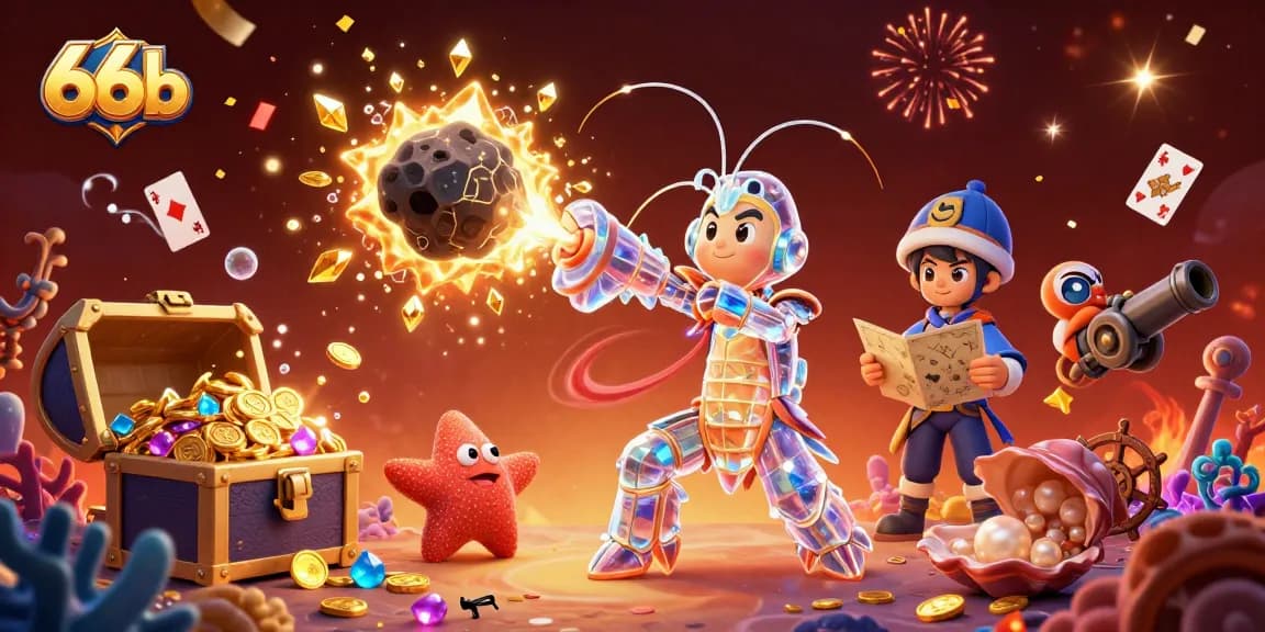 Experience the thrill of 66b gaming with a vibrant casino-themed illustration featuring galactic characters.