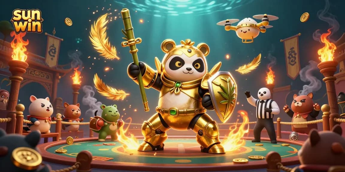 Experience thrilling gameplay with sun win in a vibrant casino-themed arena filled with animated characters.