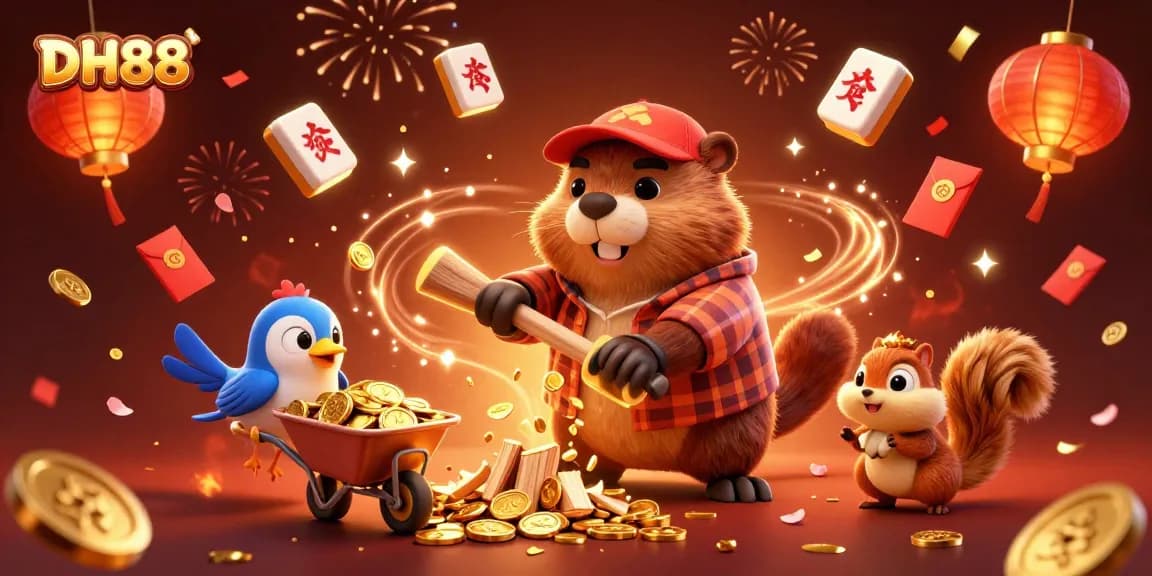 Win big at DH88 with this rich, dynamic casino-themed illustration highlighting exciting game elements.