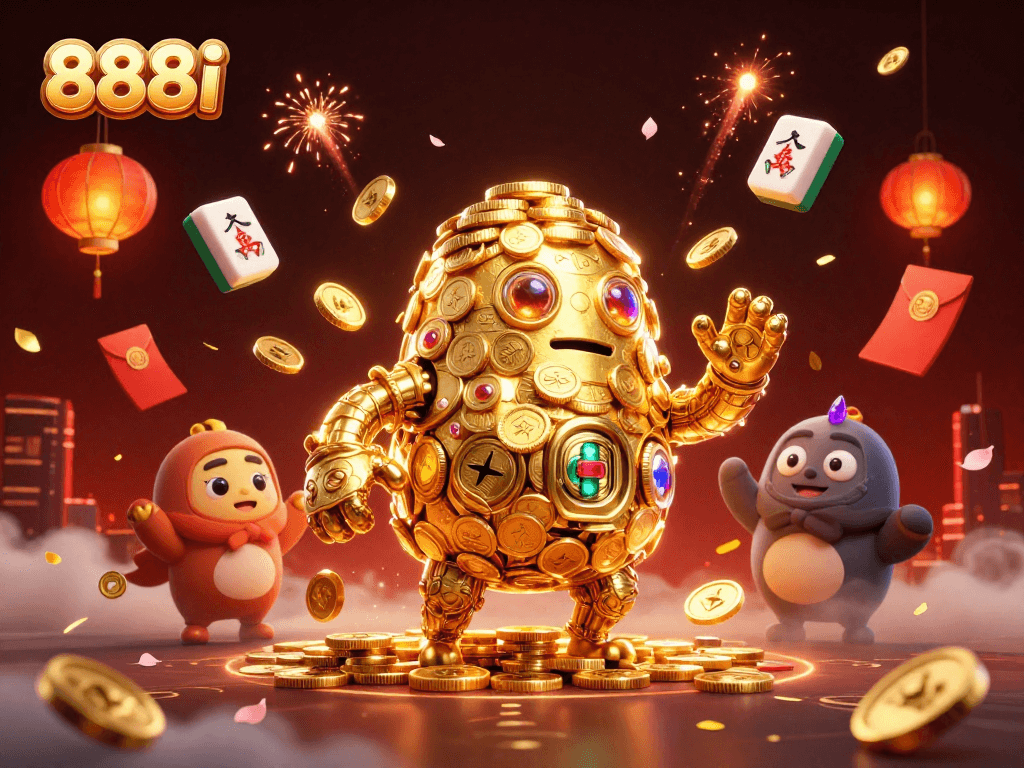 Experience thrilling gameplay and jackpots at 888i with this vibrant 3D casino scene