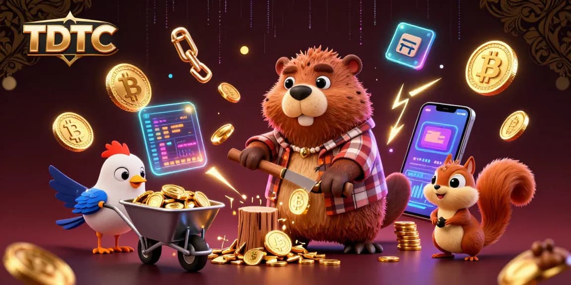 Experience thrilling wins with TDTC in a vibrant 3D casino adventure, featuring cartoon characters and crypto elements.