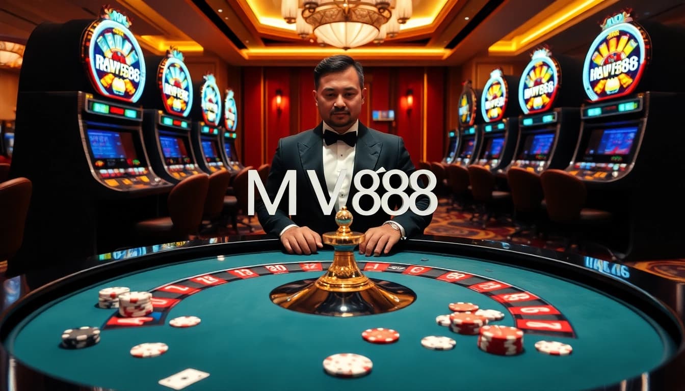 Experience high-stakes excitement at MV88 casino, featuring roulette and vibrant slots.