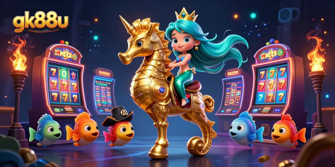 Experience thrilling slot action with gk88u's vibrant underwater scene featuring mermaids and golden games.
