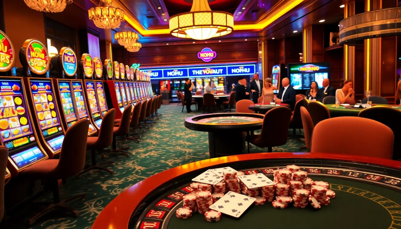 Experience the excitement of Nohu slot games with vibrant casino lights and thrilling gameplay.