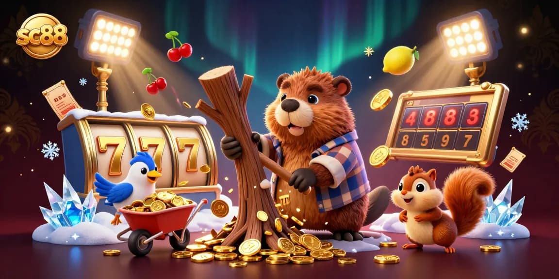 Experience the thrill of sc88 slots as a beaver chops a coin-raining tree in dynamic gameplay.