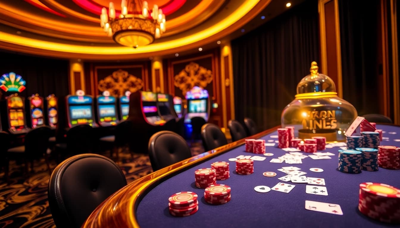 Experience the thrill of gambling at LV88 Bet with vibrant casino tables and slot machines.