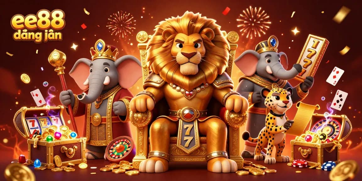 Engage with ee88 đăng nhập as a bold lion king rules over a treasure-filled kingdom.