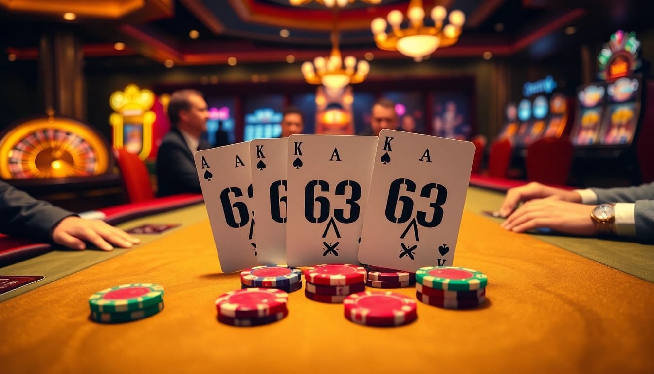 B52-themed poker game with vibrant chips and stylish cards, showcasing luxury in gambling.