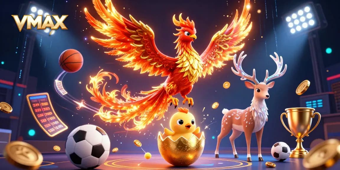 Experience thrilling gaming action with VMAX's stunning 3D feature, showcasing sports elements and casino excitement.