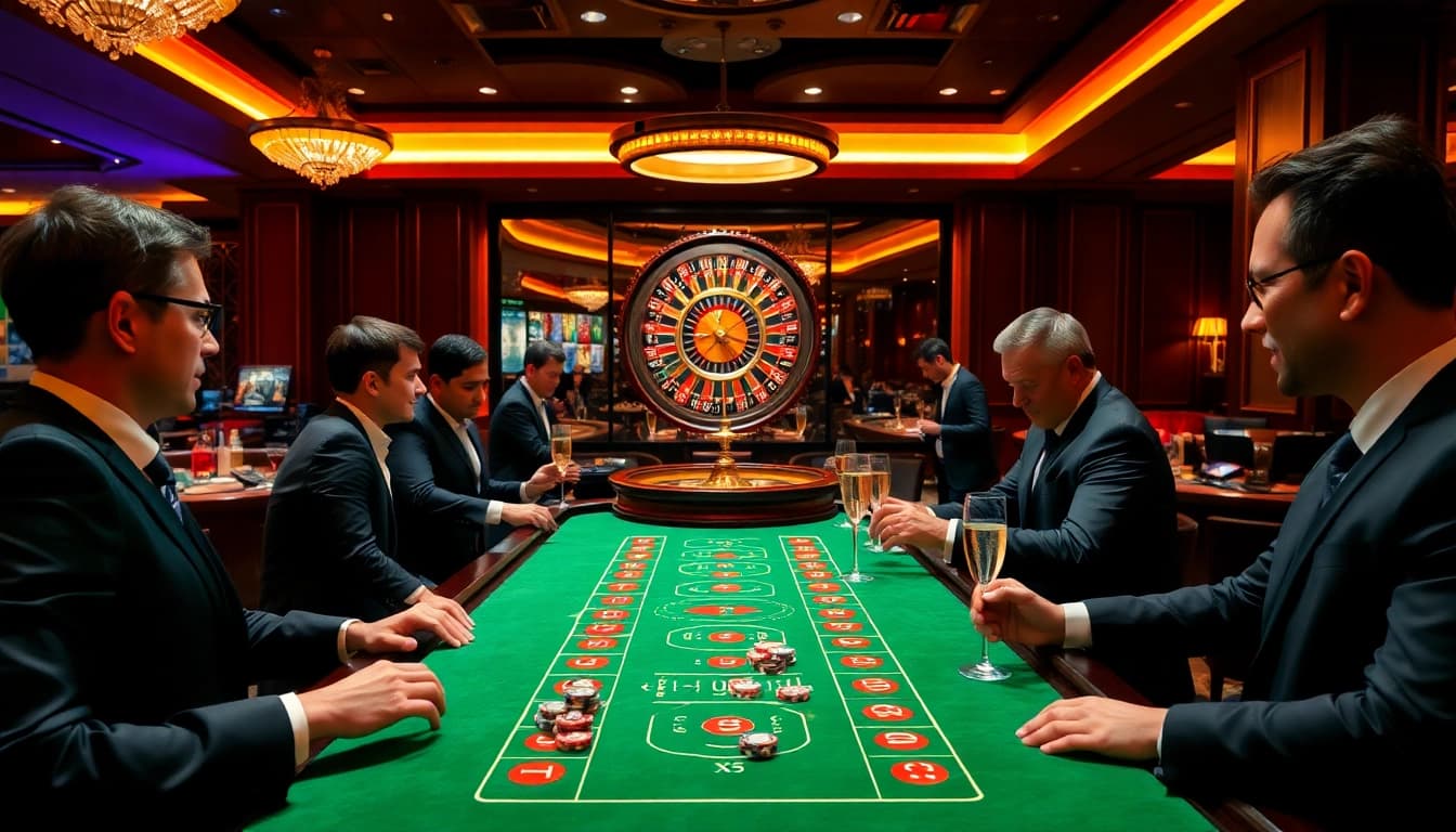 Players enjoying Baccarat at a luxurious casino setting, showcasing the excitement of XX88.