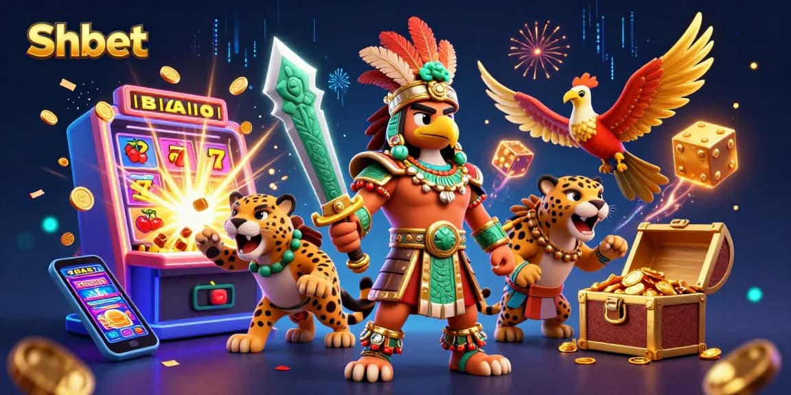 Experience the thrill of Shbet with Aztec warriors and slot machine excitement.