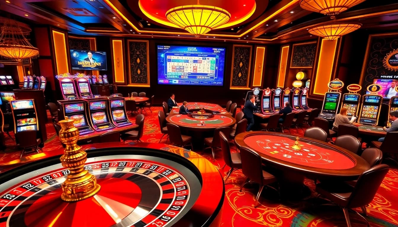 Experience the excitement of 89bet with glamorous casino tables and vibrant slot machines.