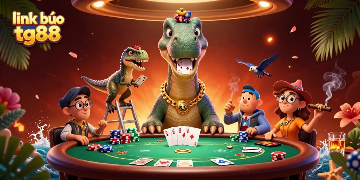 Experience the thrill of link vào tg88 with this engaging poker-themed casino illustration.
